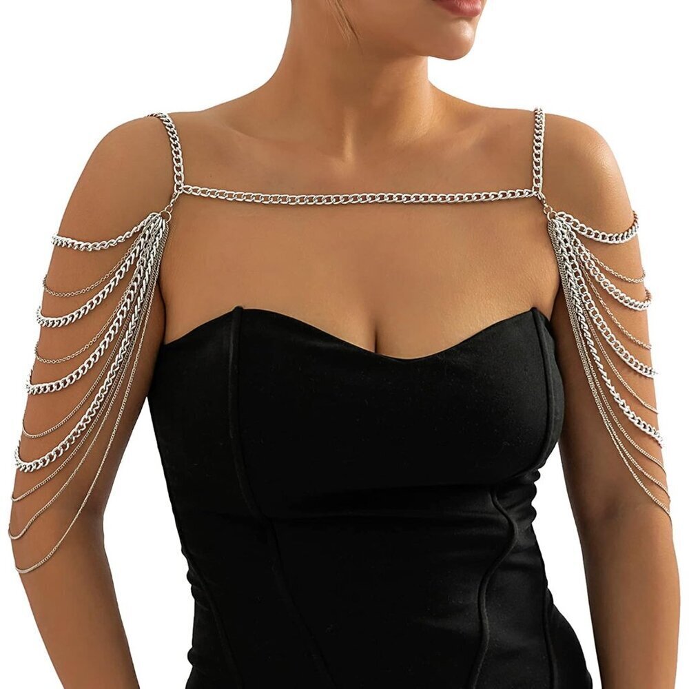 Women’s Alloy Multi-Layer Body Chain Bikini Back Necklace Statement Jewelry